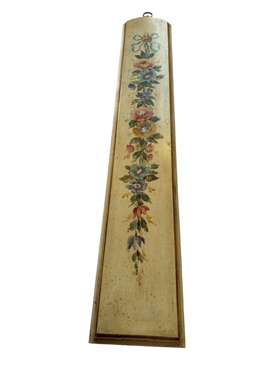 Italian Other - Italian Hand Painted Floral Wood Panel Yellow Multicolor Large TROMPE L'OEIL